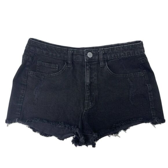 Black High Rise Cut Off Shorts Mossimo Juniors 9 - Picture 1 of 5